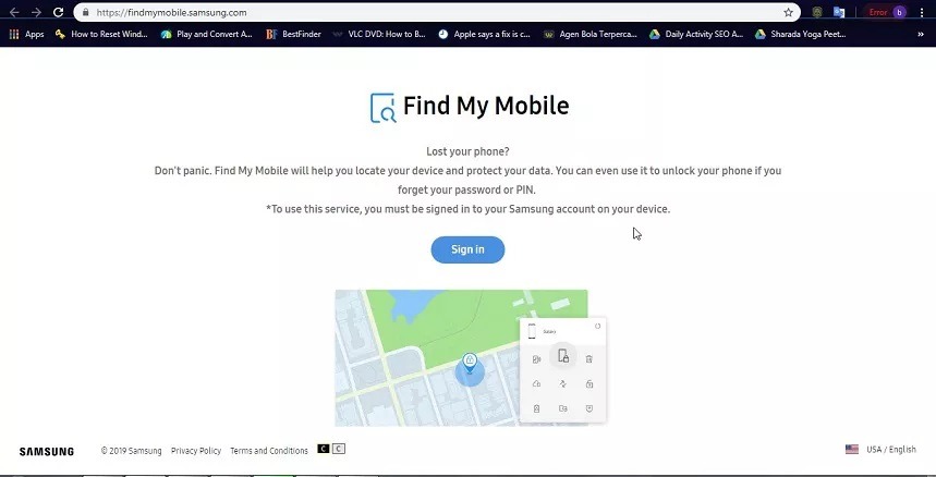 سایت Samsung Find My Mobile برای فراموشی الگو و پین گوشی